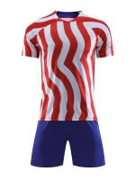 2pcs Kit De Fútbol, Camiseta De Fútbol A Rayas Para Hombres Y Pantalones Cortos Sólidos Para Entrenamiento Y Competición De Fiesta