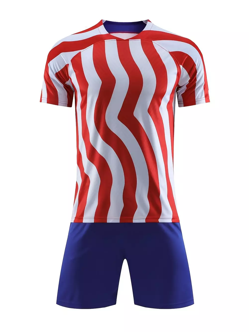 2pcs Kit De Fútbol, Camiseta De Fútbol A Rayas Para Hombres Y Pantalones Cortos Sólidos Para Entrenamiento Y Competición De Fiesta