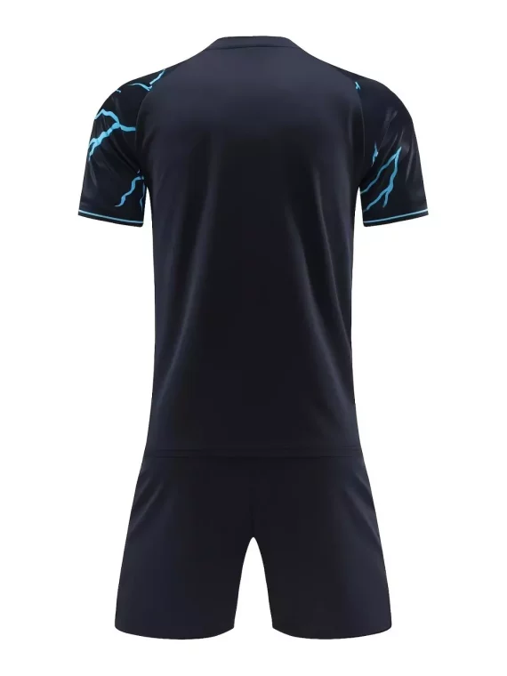 Conjuntos De 2 Piezas Para Hombre, Cómoda Camiseta De Manga Corta Con Estampado De Rayos Y Pantalones Cortos Informales Con Cord??n Para Verano, Ropa Para Hombre