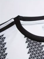 Kit De Fútbol De 2 Piezas, Trajes De Camiseta De Rugby Geometr??a Para Nio # 7 Camiseta De Fútbol De Manga Corta Y Pantalones Cortos De Rayas Transpirables Ligeramente Elásticoss Activos Para Competición De Entrenamiento Para Nios