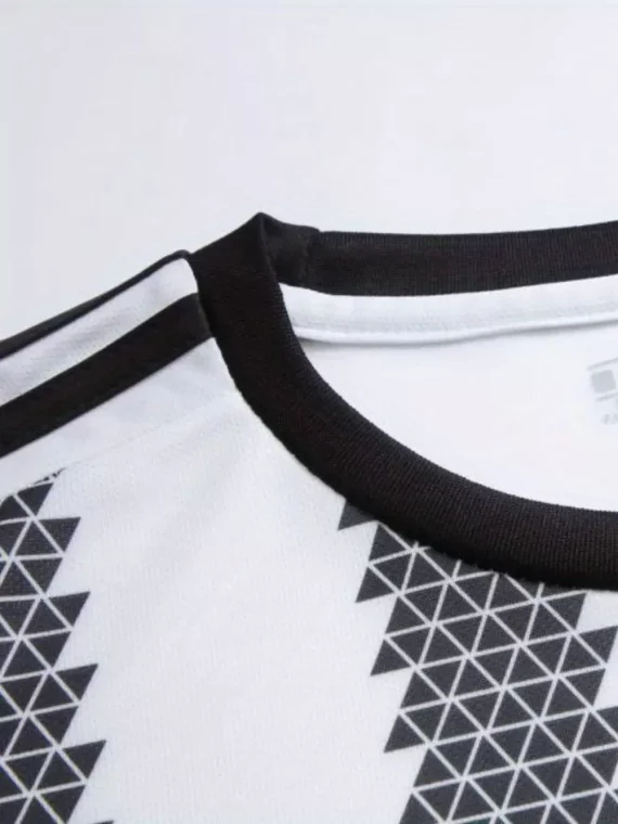 Kit De Fútbol De 2 Piezas, Trajes De Camiseta De Rugby Geometr??a Para Nio # 7 Camiseta De Fútbol De Manga Corta Y Pantalones Cortos De Rayas Transpirables Ligeramente Elásticoss Activos Para Competición De Entrenamiento Para Nios