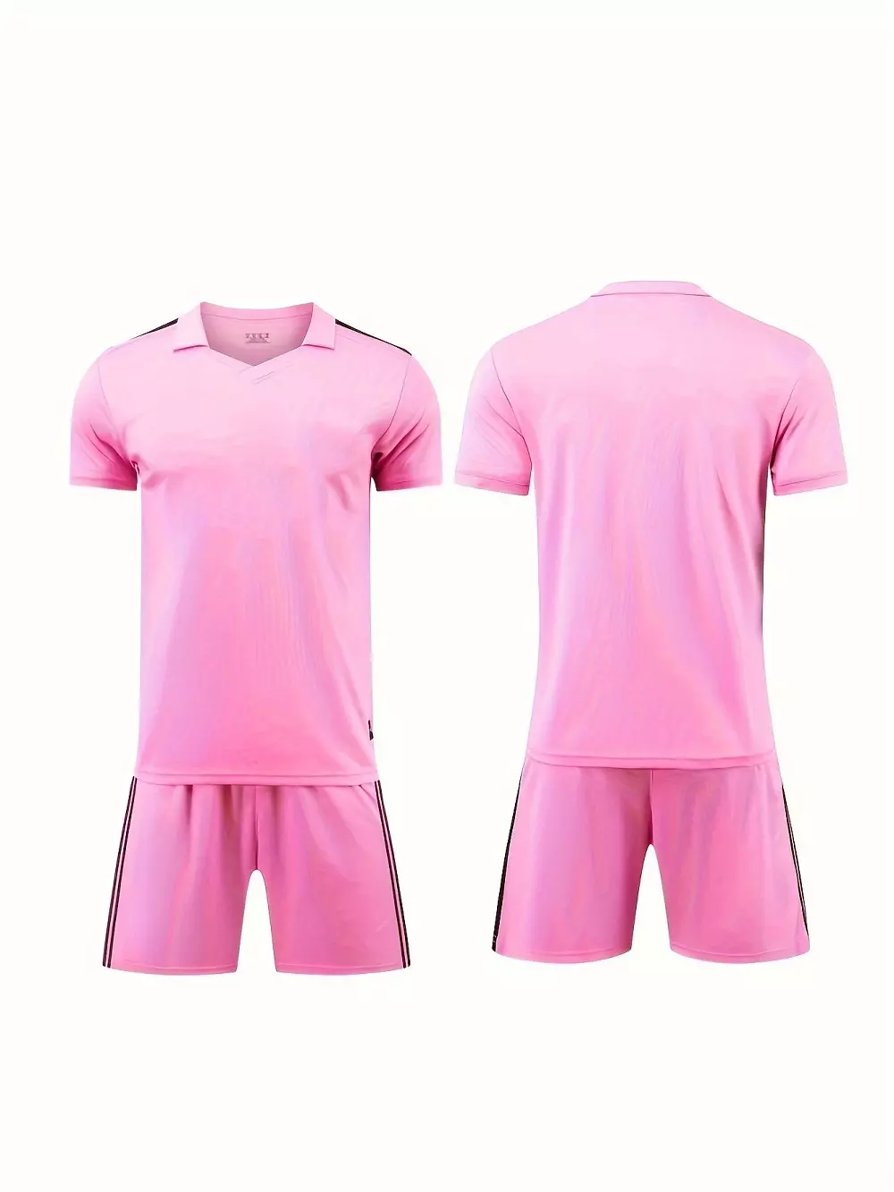 Conjunto De Fútbol Para Nios, Camiseta De Fútbol Suelta De Color Sólido De Mangas Cortas Y Pantalones Cortos A Rayas Para Fiestas De Fans, Entrenamiento Y Competición