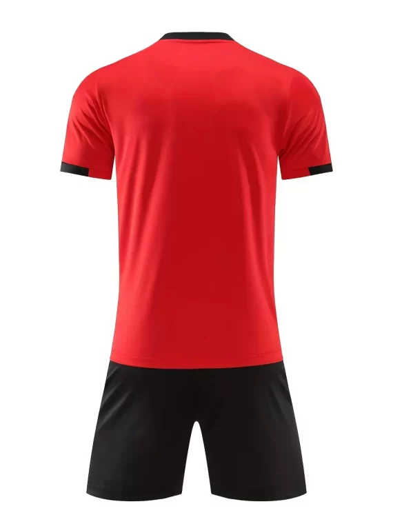 Traje De Ropa Deportiva Para Hombres, Camiseta De Manga Corta Deportiva Roja Para Hombres Y Pantalones Cortos De Cintura Elásticas Transpirables Ligeramente Elásticoss Activos Para B??dminton De Fútbol