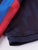 Conjunto De Entrenamiento De 2 Piezas Para Nios, Camiseta Y Pantalon Corto, Conjunto Deportivo De Patrón De Rayas De Choque De Color, Ropa Activa Para Nios Para El Verano