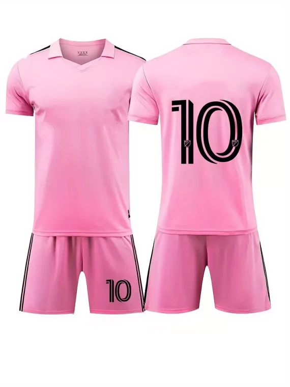 2pcs Kit De Fútbol, Camiseta De Fútbol Con Patrón De Número 10 Para Hombres Y Pantalones Cortos Transpirables Ligeramente Elásticoss Para Actividades Al Aire Libre
