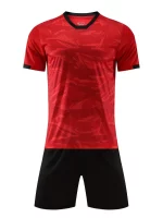 Traje De Ropa Deportiva Para Hombres, Camiseta De Manga Corta Deportiva Roja Para Hombres Y Pantalones Cortos De Cintura Elásticas Transpirables Ligeramente Elásticoss Activos Para B??dminton De Fútbol