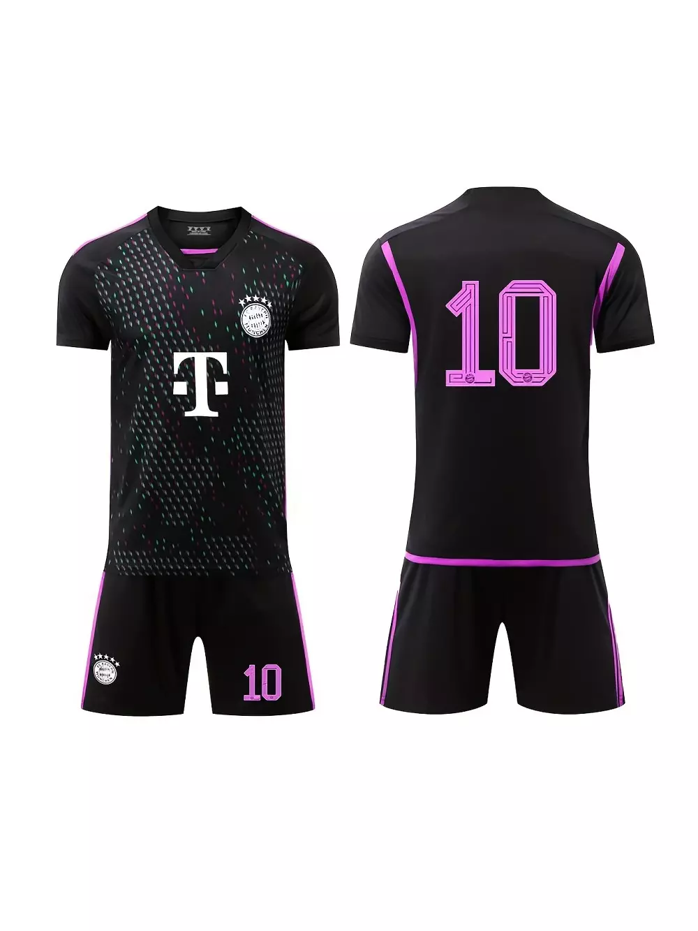 2pcs Camiseta De Fútbol Número 10 Para Nios, Camiseta De Choque De Color Y Pantalones Cortos Elásticoss Para Entrenamiento Y Competición De Fútbol