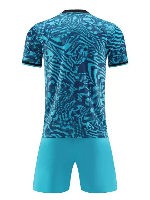 2pcs Kit De Fútbol, Camiseta De Fútbol A Rayas Para Hombres Y Pantalones Cortos Sólidos Transpirables Y Ligeramente Elásticoss Para Entrenamiento Y Competición De Fútbol