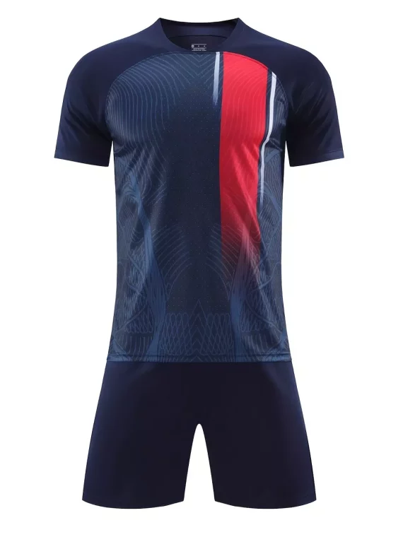 2pcs Kit De Fútbol, Camiseta De Fútbol Con Patrón De Geometr??a Para Hombres Y Pantalones Cortos Transpirables Y Ligeramente Elásticoss Para Actividades Al Aire Libre