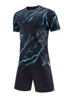 Conjuntos De 2 Piezas Para Hombre, Cómoda Camiseta De Manga Corta Con Estampado De Rayos Y Pantalones Cortos Informales Con Cord??n Para Verano, Ropa Para Hombre