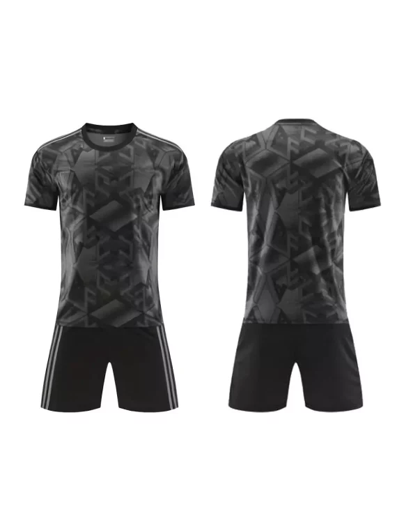 Kit De 2 Piezas De Fútbol Para Nios, Camiseta De Fútbol Transpirable Con Dibujo De Geometr??a Y Pantalones Cortos A Rayas Cómodos Y Ligeramente Elásticoss Para Nios Y Adolescentes PAra Entrenamiento Y Competición