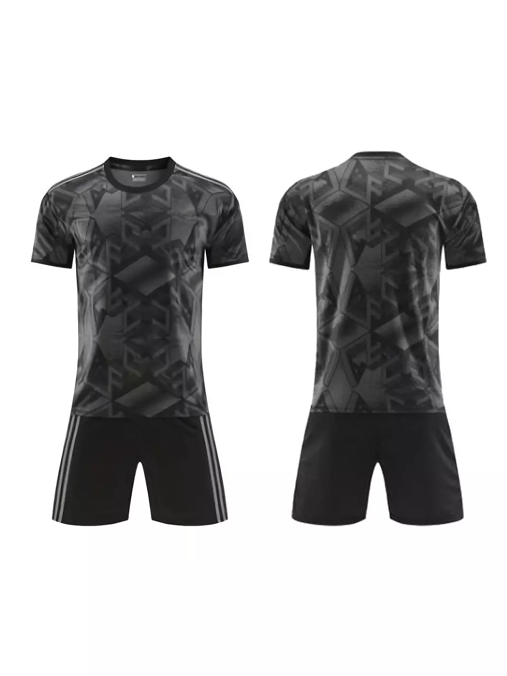 Kit De 2 Piezas De Fútbol Para Nios, Camiseta De Fútbol Transpirable Con Dibujo De Geometr??a Y Pantalones Cortos A Rayas Cómodos Y Ligeramente Elásticoss Para Nios Y Adolescentes PAra Entrenamiento Y Competición