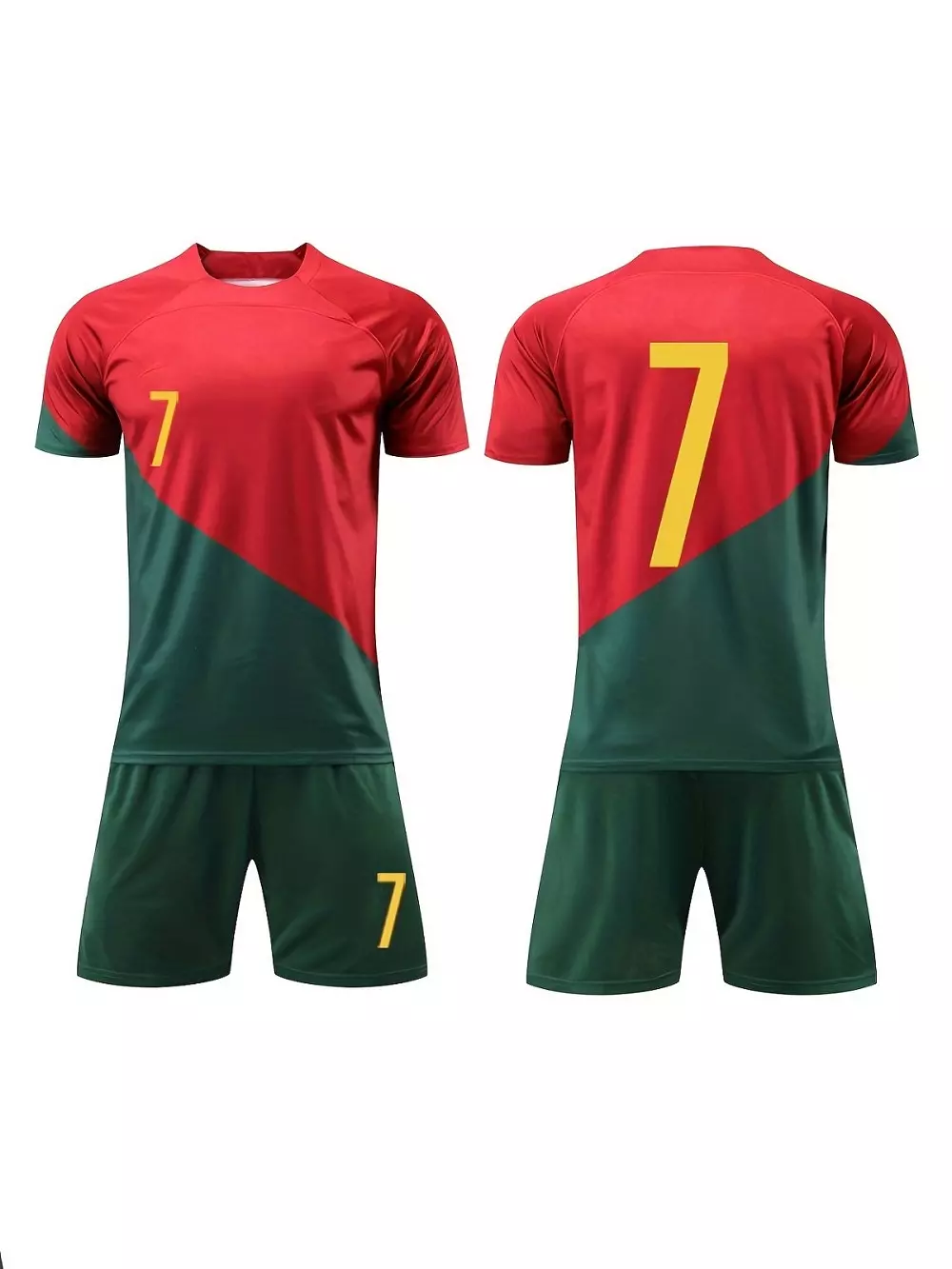 Conjuntos Deportivos De Moda De Fútbol Para Nios, Camiseta De Fútbol Con Bloques De Color Número 7 Para Nio Y Pantalones Cortos Activos Transpirables Para Competición De Entrenamiento De Fútbol