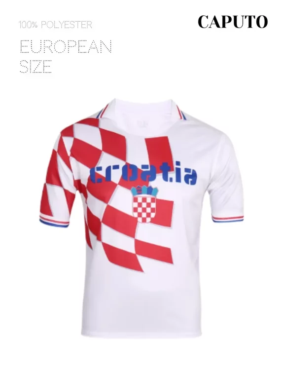 Camiseta de manga corta con estampado gráfico de letras y gemos, camiseta blanca con cuello en V para aficionados al fútbol croata, ropa deportiva para mujer