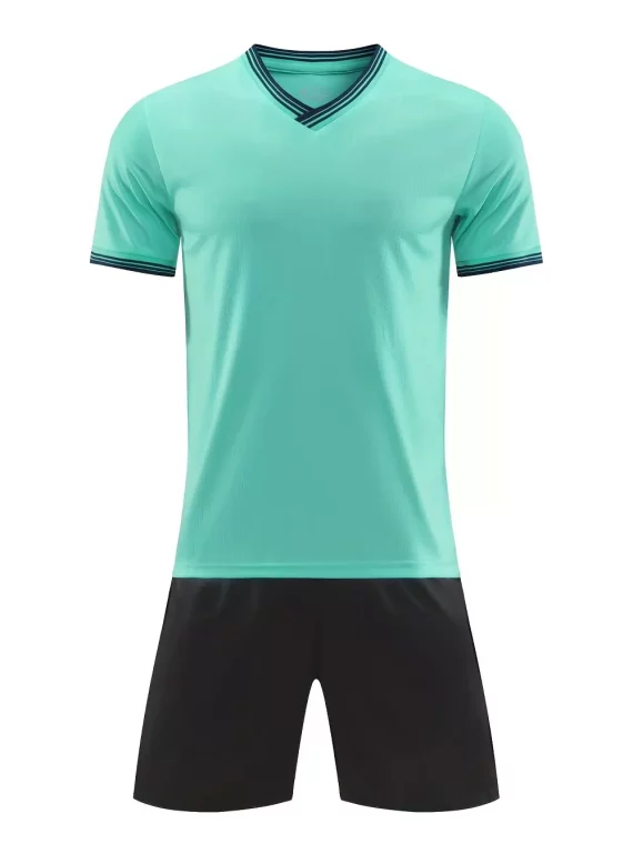2 Uds Traje De Fútbol, camiseta De Fútbol Transpirable Ligeramente Elásticas Sólida Para Hombre Y Pantalones Cortos De Cintura Elásticas Sólida Para Competición De Entrenamiento