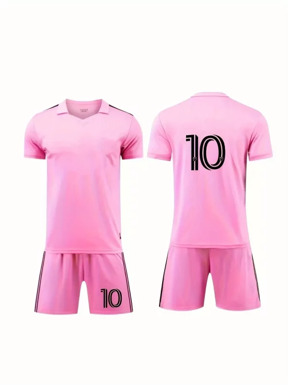 Conjunto De Fútbol Para Nio, Camiseta De Fútbol Con Estampado De Número 10 Ligeramente Elásticas Y Pantalones Cortos Para Competición De Entrenamiento