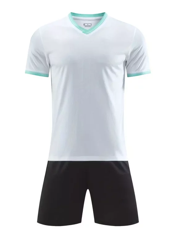 2pcs Traje De Fútbol, Camiseta De Fútbol Blanca Ligeramente Elásticas Y Transpirable Para Hombres Y Pantalones Cortos De Cintura Elásticas Sólidos Para Entrenamiento Y Competición