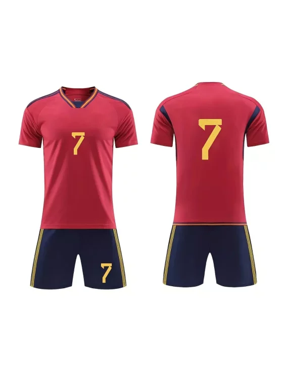 Kits De Fútbol Para Nios, Conjuntos De Camiseta De Rugby, Camiseta De Fútbol De Manga Corta Número 7 Para Nio Y Pantalones Cortos Cómodos Y Sólidos Activos Para Competición De Entrenamiento De Fútbol