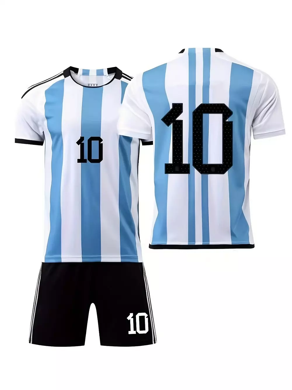 2pcs Kit De Fútbol, Camiseta De Fútbol Con Patrón De Número 10 Para Hombres Y Pantalones Cortos Transpirables Ligeramente Elásticoss Para Actividades Al Aire Libre