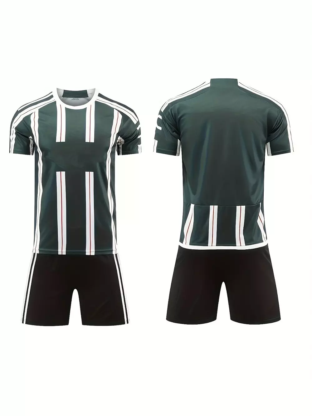 Conjunto De Camiseta De Fútbol A Rayas Cómoda Y Pantalones Cortos Activos Para Niasu002Fnios, Ropa Para Nios, Competición De Entrenamiento Deportivo