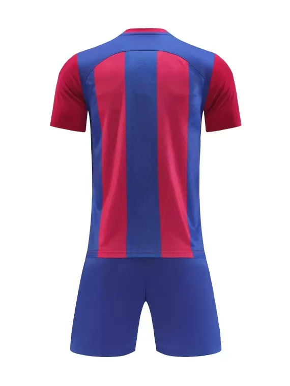 2pcs Kit De Fútbol, Camiseta De Fútbol A Rayas Ligeramente Elásticas Para Hombres Y Conjunto De Pantalones Cortos Sólidos Para Exteriores
